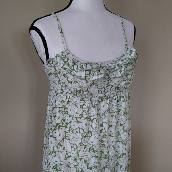 Ann Taylor Loft Floral Tiered Ruffle Empire Waist Sundress S Green White Pattern - Picture 11 of 16